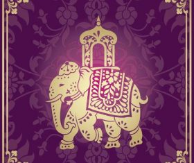 Indian traditional style purple decorative background vector 02