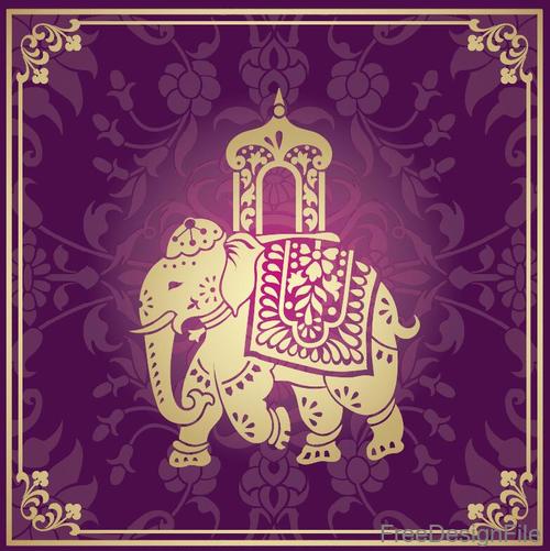 Indian traditional style purple decorative background vector 02