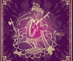Indian traditional style purple decorative background vector 03
