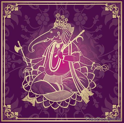 Indian traditional style purple decorative background vector 03