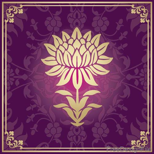 Indian traditional style purple decorative background vector 04