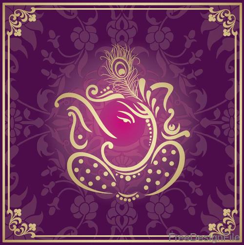 Indian traditional style purple decorative background vector 05