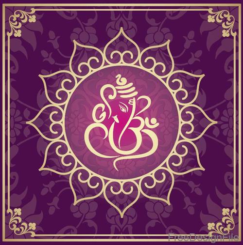 Indian traditional style purple decorative background vector 07