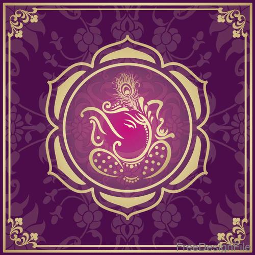 Indian traditional style purple decorative background vector 08