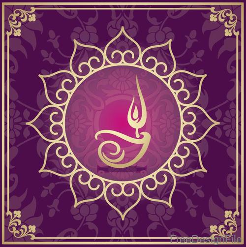 Indian traditional style purple decorative background vector 10