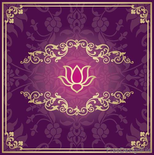 Indian traditional style purple decorative background vector 11