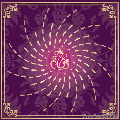 Indian traditional style purple decorative background vector 13