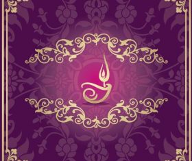 Indian traditional style purple decorative background vector 14