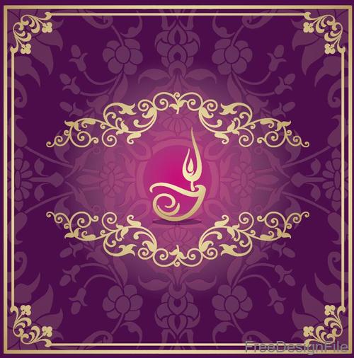 Indian traditional style purple decorative background vector 14