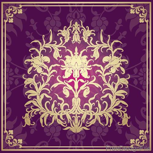 Indian traditional style purple decorative background vector 15