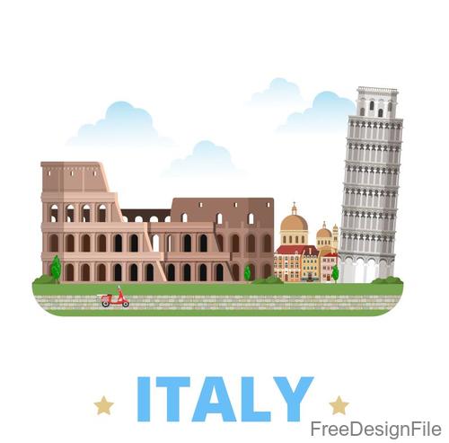 Italy travel elements design vector