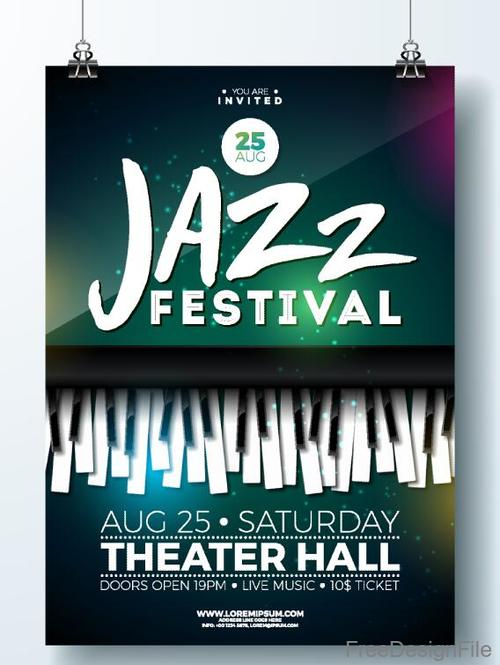 Jazz festival flyer with poster template vector