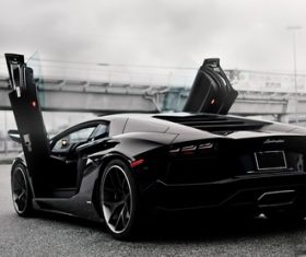 Lamborghini black sports car Stock Photo