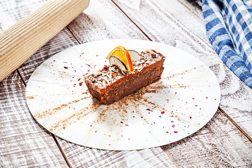 Lemon slice and chocolate cake Stock Photo