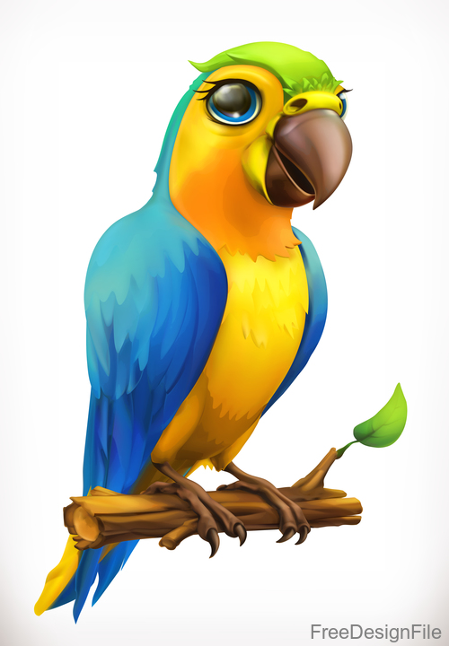 Little parrot 3d cartoon vector