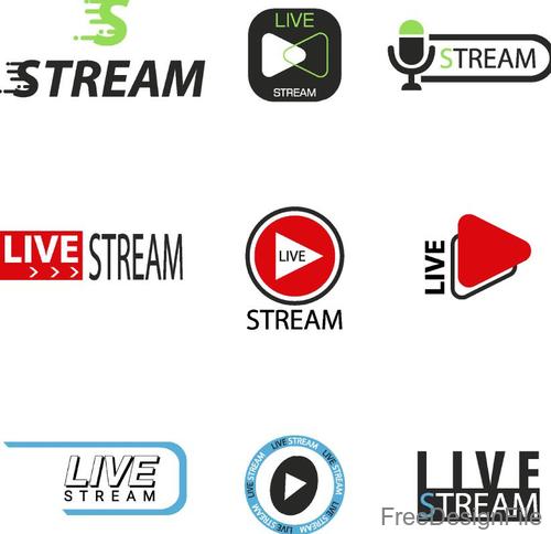 Live stream logos design vector