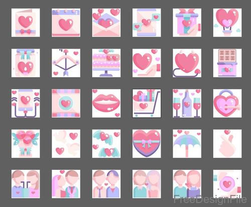 Love and Valentine color flat icons