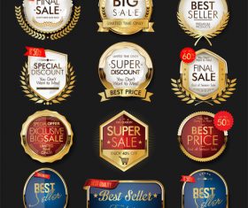 Luxury premium sale golden badges and labels vector design
