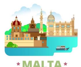 Malta travel elements design vector