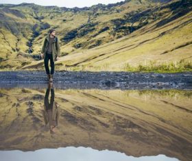 Man underwater reflection Stock Photo