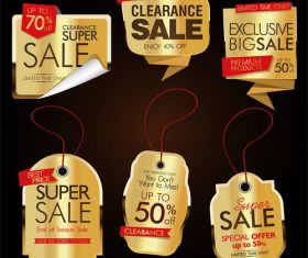 Modern labels badges and tags golden vector illustration