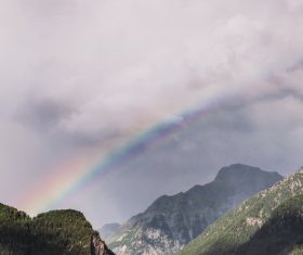 Mountain rainbow scenery Stock Photo