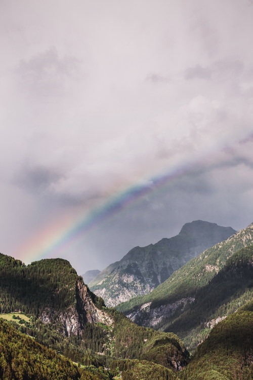 Mountain rainbow scenery Stock Photo