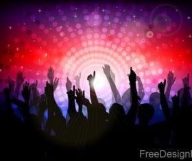 Music disco party background with people silhouetter vector 03