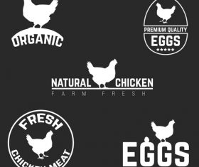 Natural chicken farm fresh logo with labels vector