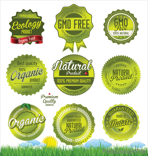 Natural organic product retro Labels vector
