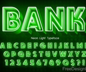 Neon light tpyeface with numbers vector