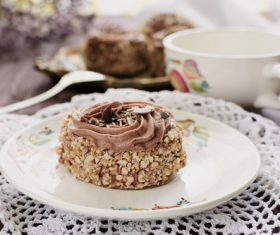 Nut chocolate cake Stock Photo
