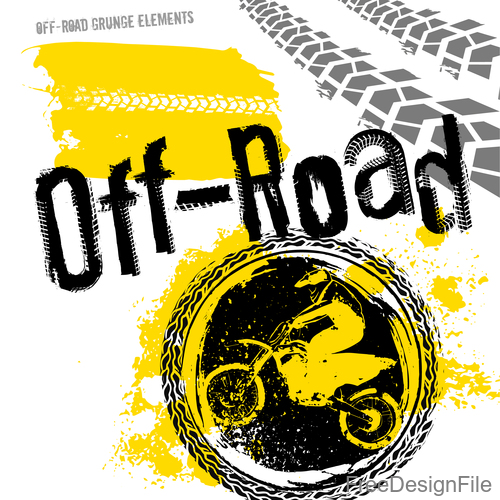 Off Road Motocycle vintage poster template vector 01
