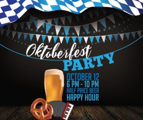 Oktoberfest Bunting Backgound Wood vector 02