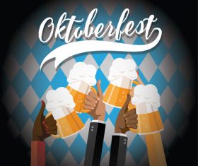 Oktoberfest Check Toasting Hands Dark vector