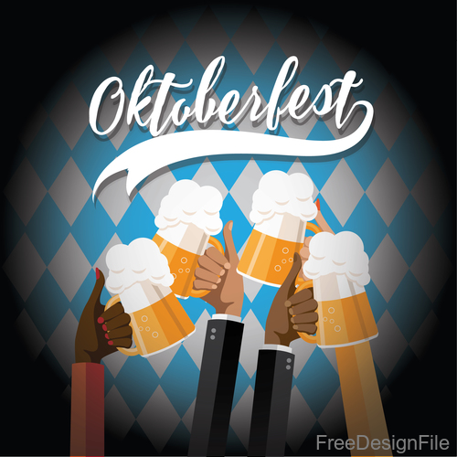 Oktoberfest Check Toasting Hands Dark vector
