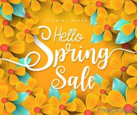 Orange flower with spring sale background vector