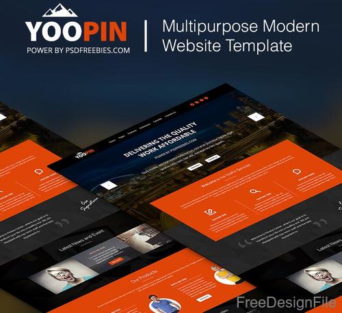 Orange with Black Modern Website PSD Design
