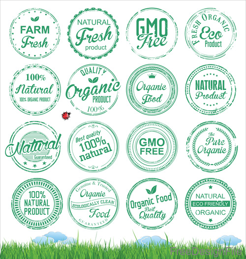 Organic Badges grunge stamp vector