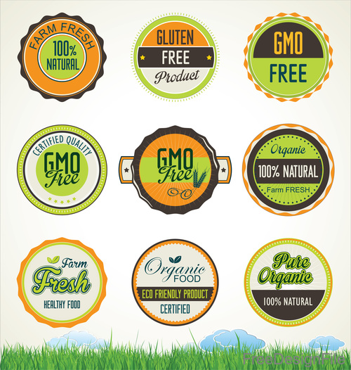 Organic food banners collection vector 02