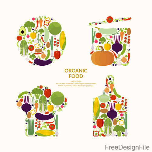 Organic food elements illustration vector
