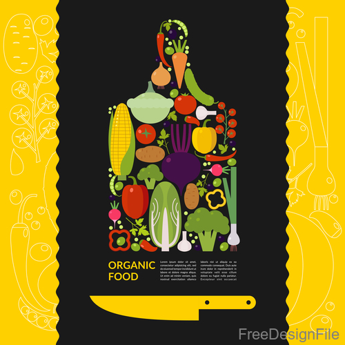 Organic food vector template design 01