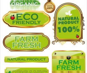 Organic with farm fresh labels vector