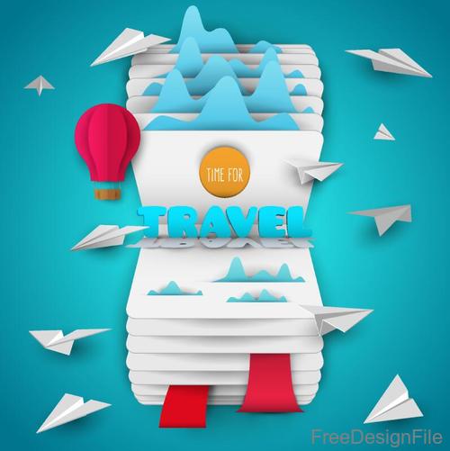 Origami with travel elements vector