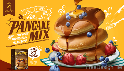 Pancake mix poster template vectors 01