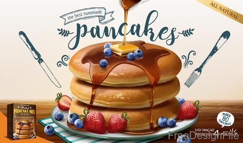 Pancake mix poster template vectors 02