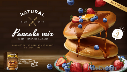 Pancake mix poster template vectors 03