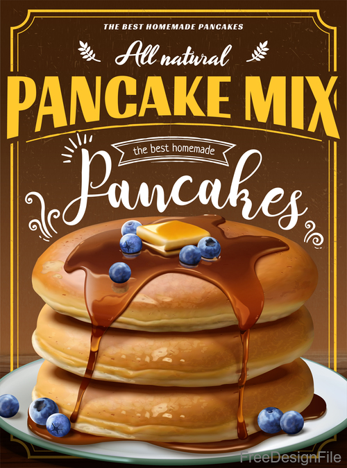 Pancake mix poster template vectors 04