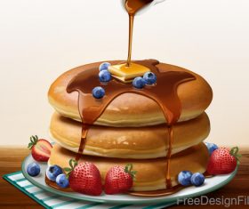 Pancake with jam vector design 02