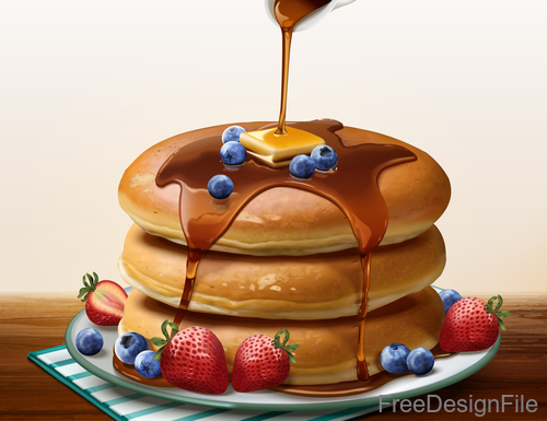 Pancake with jam vector design 02